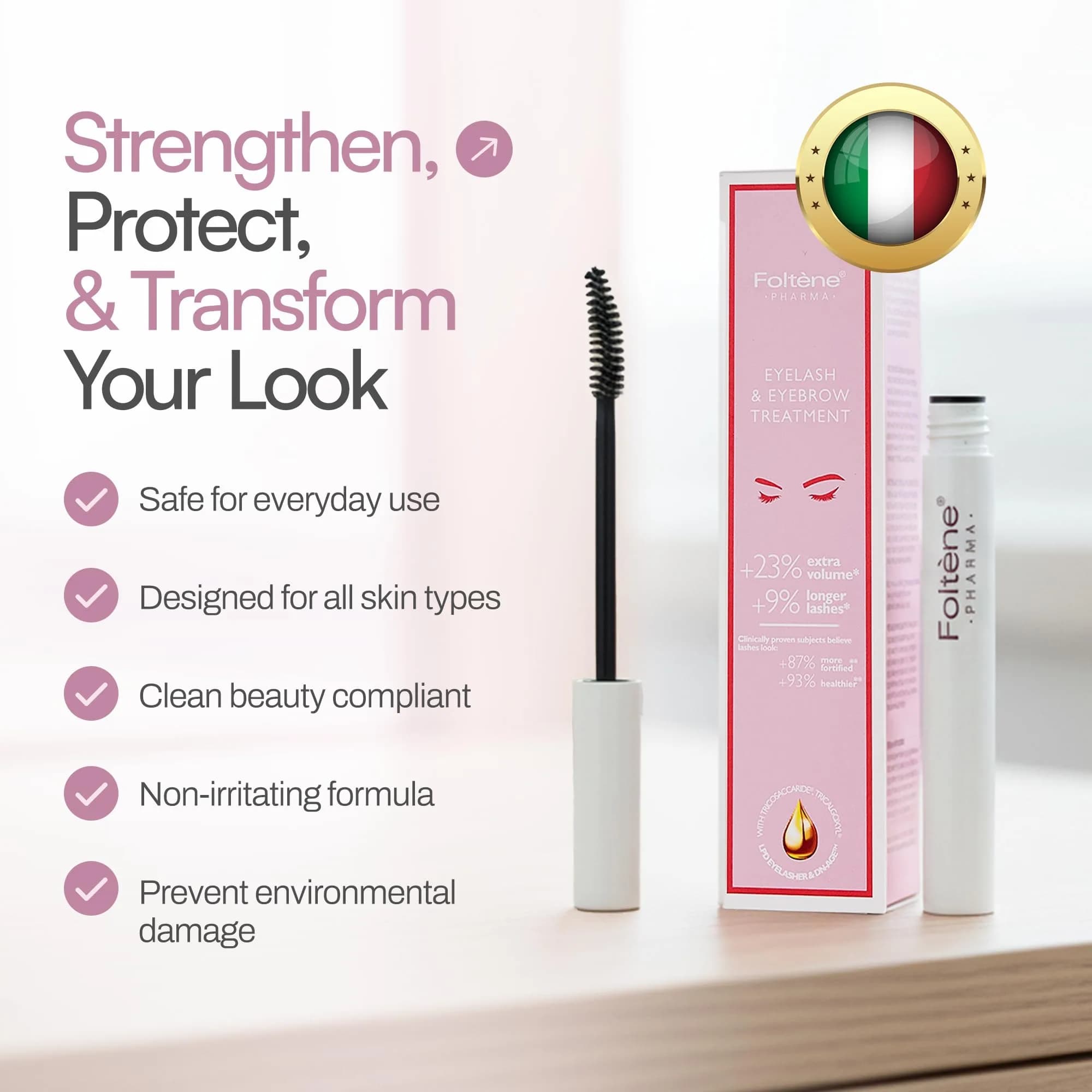 Foltene Eyelash & Eyebrow Treatment Serum 10ml (0.34 Fl Oz) | Stimulates Growth for Fuller, Longer Lashes & Brows - view 6