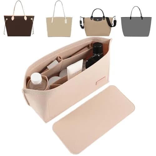 Doxo Purse Organizer Insert & Base Shaper 2pc Set Large Beige | Keeps Handbags Neat & Shaped thumbnail 1
