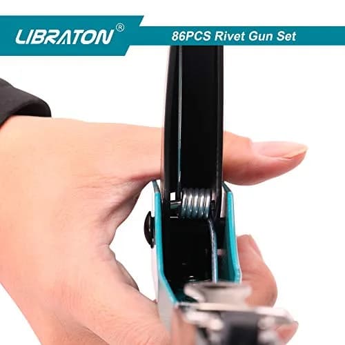 LIBRATON Heavy Duty Rivet Gun Kit with 80 Rivets & 4 Drill Bits | All-Steel Construction thumbnail 4