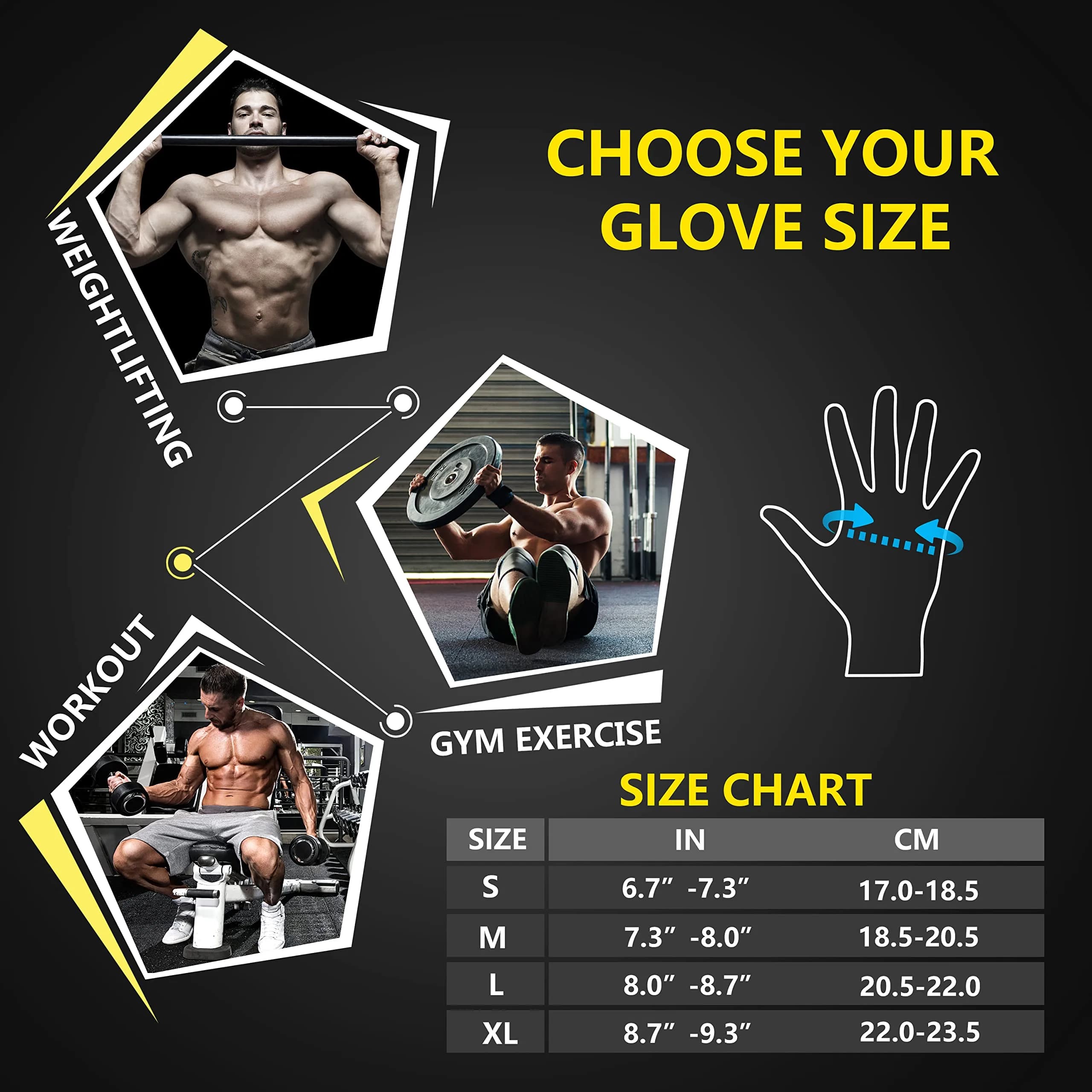 ihuan Full Finger Workout Gloves for Men with Wrist Support, Weight Lifting Gym Gloves for Deadlift (Small, Black) thumbnail 6
