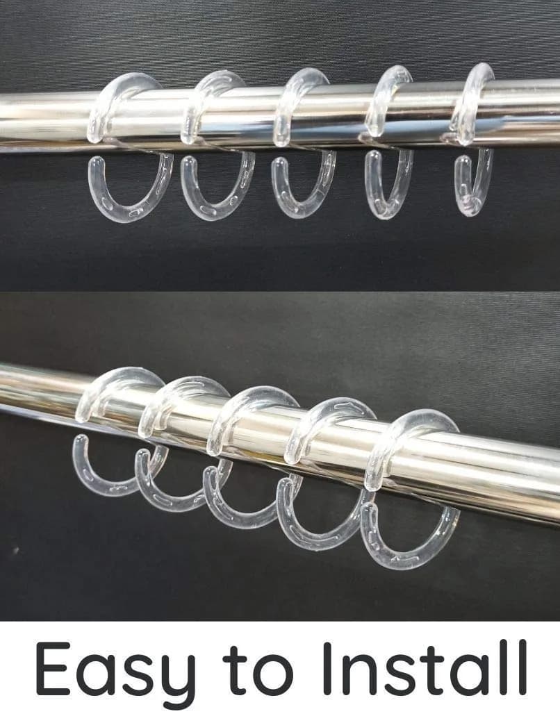 FAPBADRI Transparent Plastic Shower Curtain Rings 36 Pieces | Rust-Free C-Design for Easy Installation - view 5