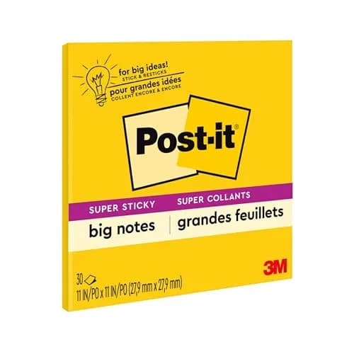 Post-it Super Sticky Big Notes, 11 x 11 Inch, Pack of 6 Pads | Bright Yellow, 30 Sheets/Pad thumbnail 7