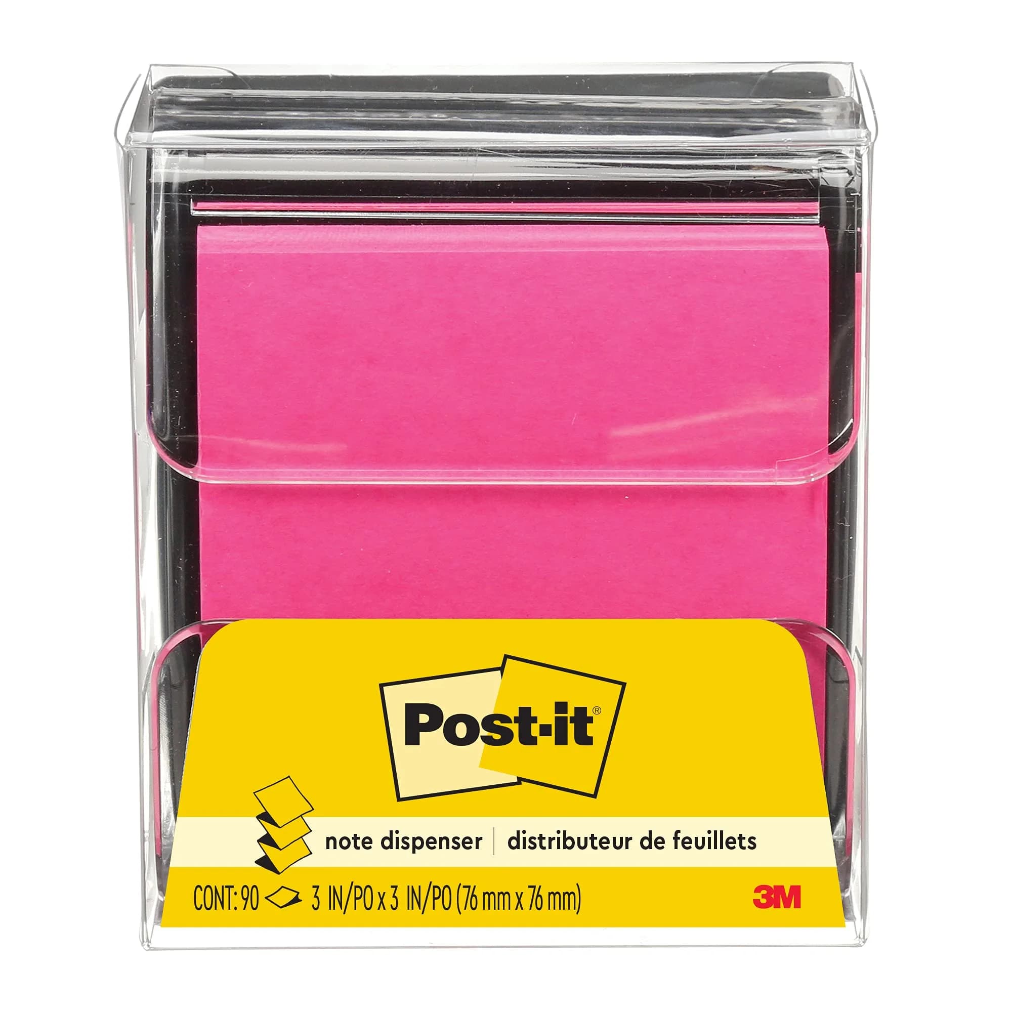 Post-it Pop-up Notes Dispenser, 3x3 in, Black Base Clear Top, Pack Includes Dispenser and 2 Pads of Pop-up Notes | Desk Organizer for Notes & Reminders — Black