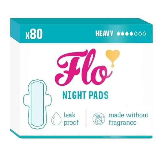 FLO Night Menstrual Pads 80 Count (Pack of 1) | Organic Bamboo Period Pads for Women with Wings thumbnail 1