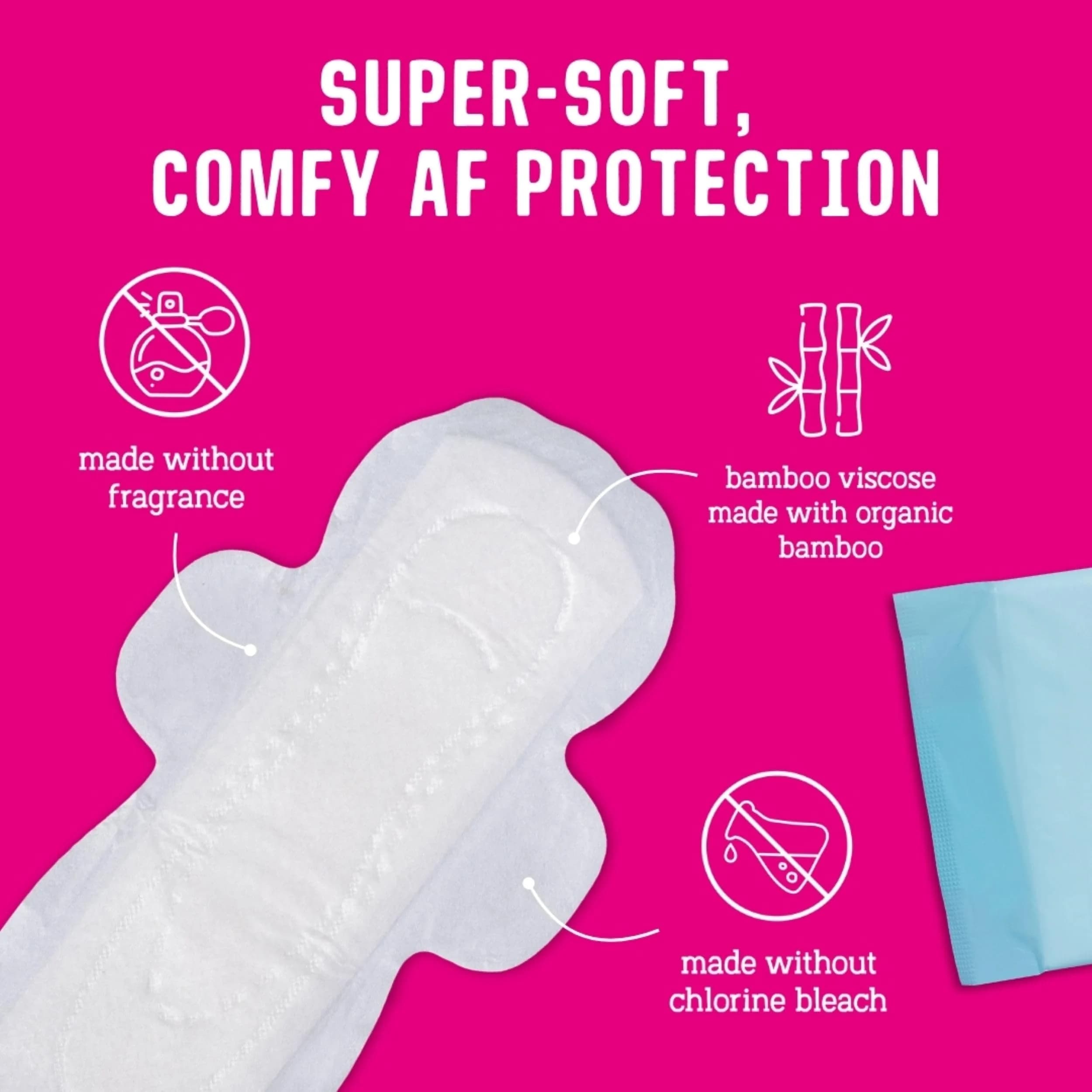 FLO Night Menstrual Pads 80 Count (Pack of 1) | Organic Bamboo Period Pads for Women with Wings - view 2
