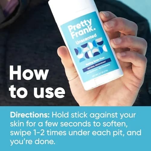 PRETTY FRANK Aluminum-Free & Baking Soda-Free Deodorant Stick, Unscented | Sensitive Skin Friendly, Organic Ingredients, No Fragrance (70-120 chars) thumbnail 7
