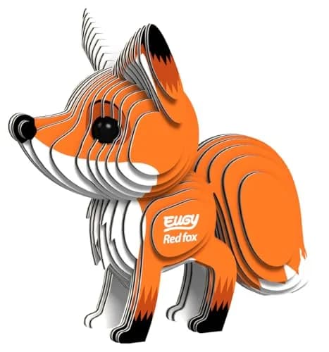 EUGY Red Fox 3D Puzzle 43 Piece | Eco-Friendly Kids' Paper Craft Kit for Ages 6+ thumbnail 1