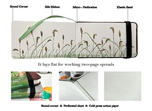 tumuarta Watercolor Journal Sketchbook 3.5x5.5 inches | 300 GSM Cotton Paper, Acid Free, Cold Press, 24 Sheets thumbnail 4
