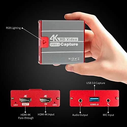 Mirabox USB3.0 4K HDMI Video Capture Card HSV3202, 1080p@60fps, 105g (3.7oz) | Zero Latency HDMI Passthrough for OBS Twitch Streaming thumbnail 7