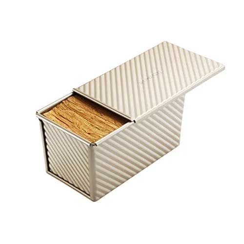 Monfish Pullman Loaf Pan w Lid 1lb 8.5x4.75x4.5 | Even Heat Conductivity, Nonstick, Oven Safe thumbnail 1