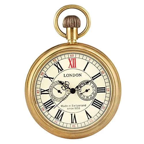 Tiong Vintage Copper Design Hand Winding Mechanical Pocket Watch 47mm | Classic Skeleton Dial for Men thumbnail 1