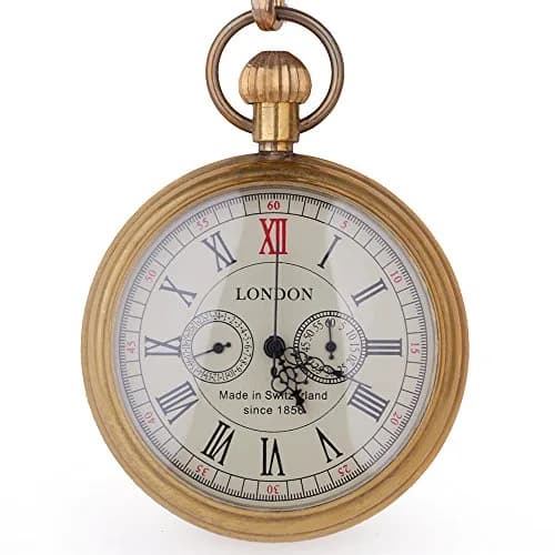 Tiong Vintage Copper Design Hand Winding Mechanical Pocket Watch 47mm | Classic Skeleton Dial for Men thumbnail 2