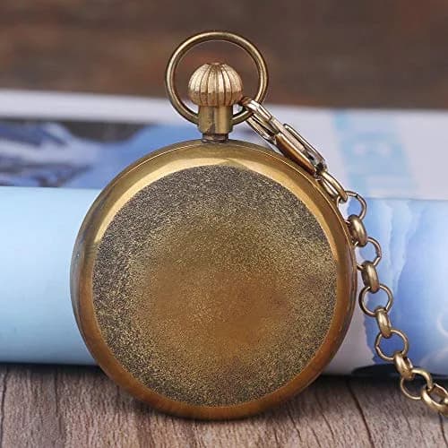 Tiong Vintage Copper Design Hand Winding Mechanical Pocket Watch 47mm | Classic Skeleton Dial for Men thumbnail 3