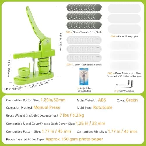 MK.Bear Button Maker Machine 32mm | DIY Gift & Custom Badge Creation (70-120 chars) thumbnail 5