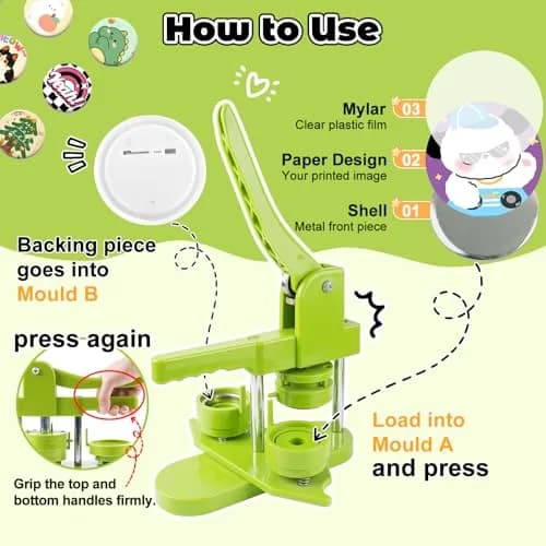 MK.Bear Button Maker Machine 32mm | DIY Gift & Custom Badge Creation (70-120 chars) thumbnail 7