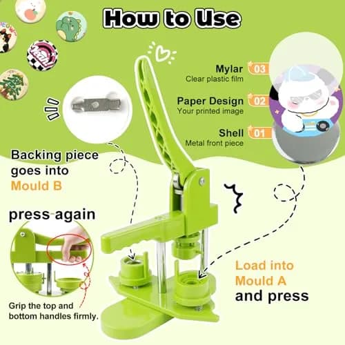 MK.Bear Button Maker Machine 25mm | DIY Gift, Easy Operation, Green thumbnail 4