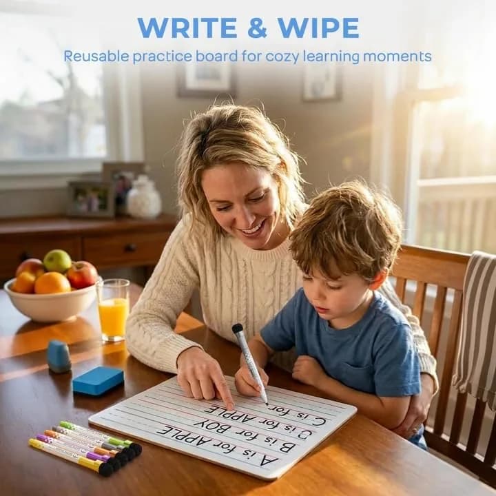 Nicpro 9 x 12 inch Dry Erase Lap Board 2 Pack (22.86 x 30.48 cm) | Ruled & Blank Double-Sided Whiteboard Set with Markers & Erasers thumbnail 9