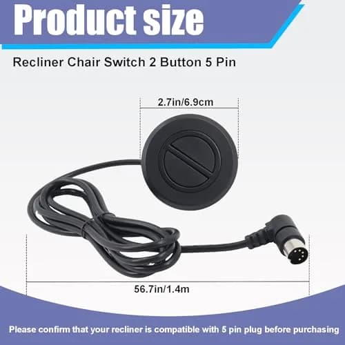 Podoy Electric Recliner Switch Replacement 2 Button 5 Pin Plug | Universal Fixed Power Lift Chair thumbnail 2
