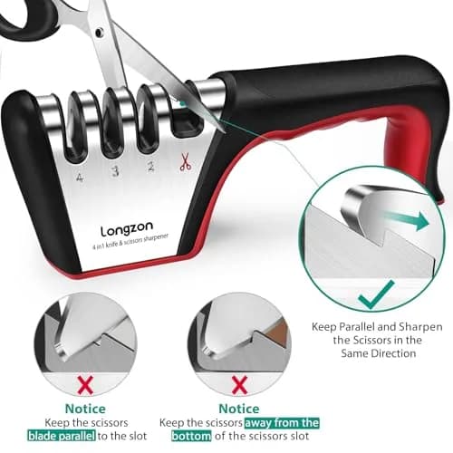 Longzon 4-Stage Knife Sharpener with Cut-Resistant Glove | Restores Dull Blades thumbnail 7
