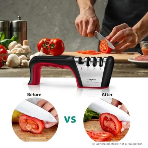 Longzon 4-Stage Knife Sharpener with Cut-Resistant Glove | Restores Dull Blades thumbnail 8