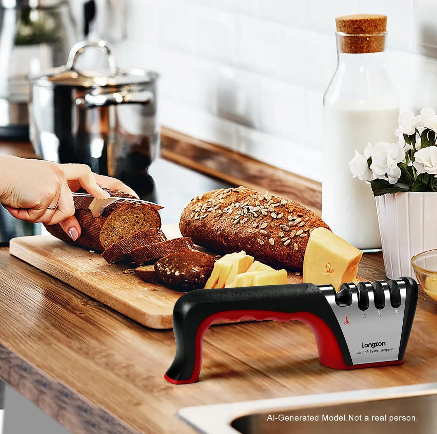 Longzon 4-Stage Knife Sharpener with Cut-Resistant Glove | Restores Dull Blades - view 9