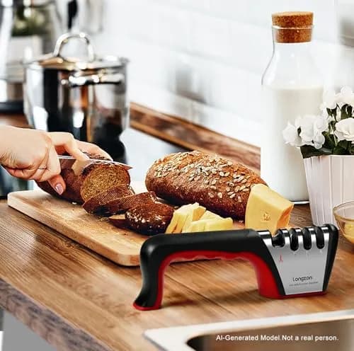 Longzon 4-Stage Knife Sharpener with Cut-Resistant Glove | Restores Dull Blades thumbnail 9