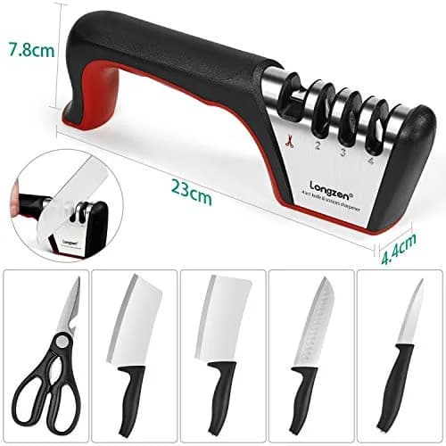 Longzon 4-Stage Knife Sharpener with Cut-Resistant Glove | Restores Dull Blades thumbnail 3