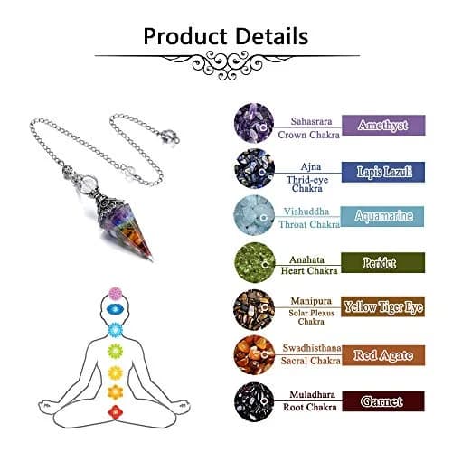 Jovivi 7 Chakra Crystal Pendulum | Dowsing & Divination Tool for Energy Balance thumbnail 5
