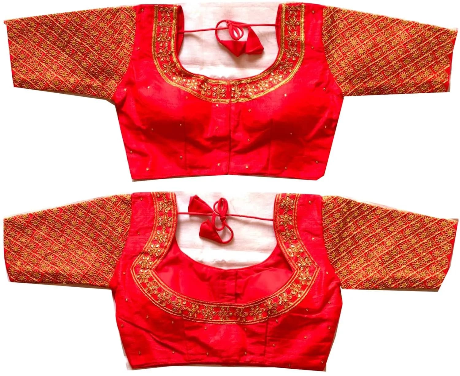 Pujia Mills Red Choli with Zari Embroidery & Sequins, 38 (Chest: 38 inches) - view 4