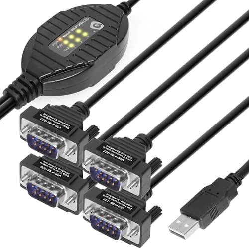 Gearmo 4 Port RS-232 to USB Adapter 1.5m (5ft) | FTDI Chipset, ESD Protection, 4x DB9 Connectors thumbnail 1
