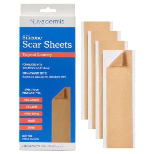 NUVADERMIS Silicone Scar Sheets for Surgical & Old Scars | Hydrating, Comfortable & Dermatologist Tested thumbnail 1