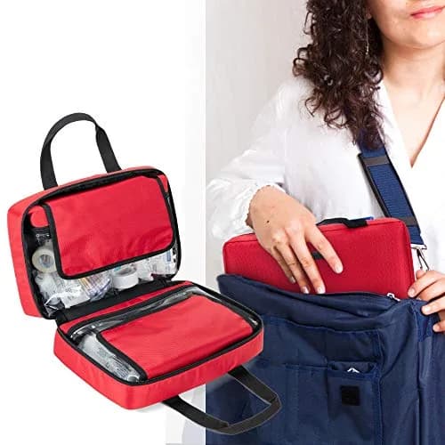Trunab Small First Aid Kit Bag Empty Portable Emergency Kits Trauma Bag Red | Water-Resistant Nylon Organizer thumbnail 5