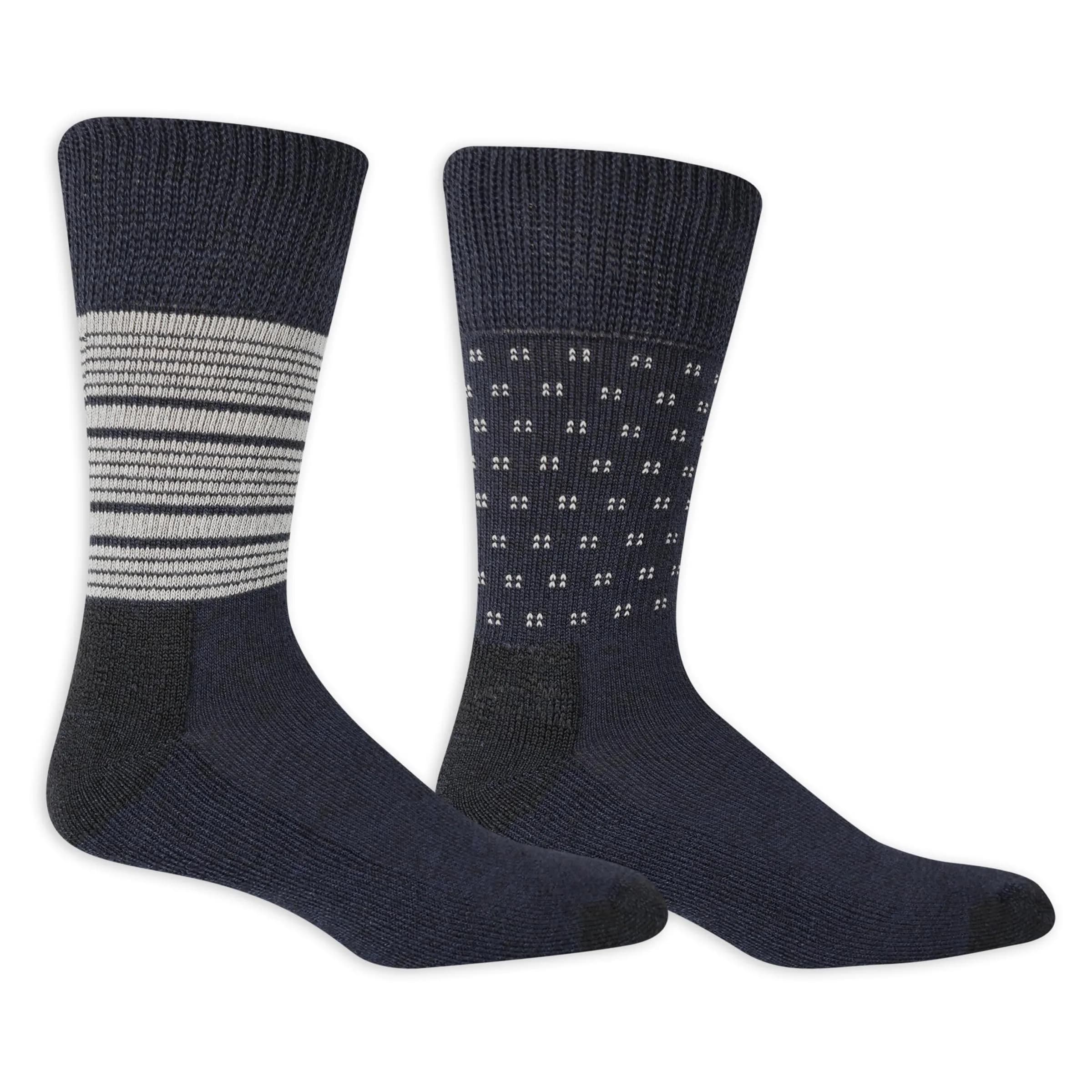 Dr. Scholl's Advanced Relief Blisterguard Crew Socks 3-Pair Pack | APMA Accepted for Foot Health — Navy Stripe - Crew (2 Pairs) / 7-12