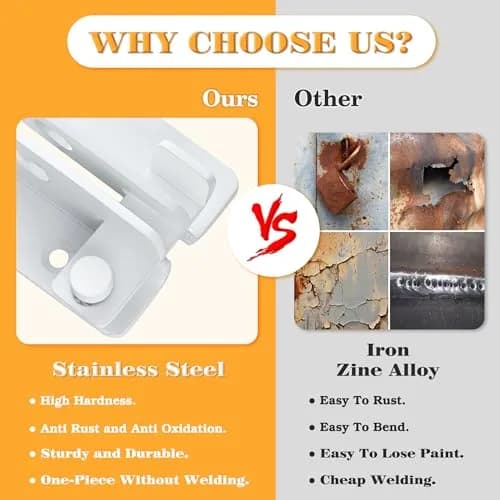 Alise Flip Latch Gate Latches Slide Bolt Lock for Barn & Garden | Stainless Steel White thumbnail 5