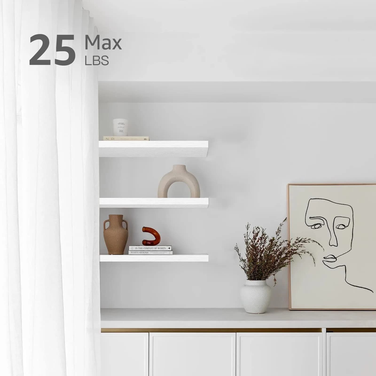 QEEIG White Floating Shelves for Wall 59.94cm (23.6") Long | Set of 2, 1.5" Height, 9.3" Depth - view 5