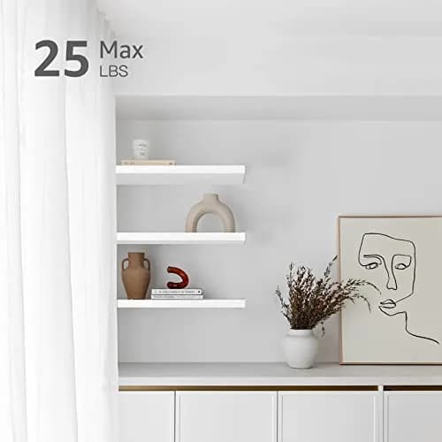 QEEIG White Floating Shelves for Wall 59.94cm (23.6") Long | Set of 2, 1.5" Height, 9.3" Depth thumbnail 5