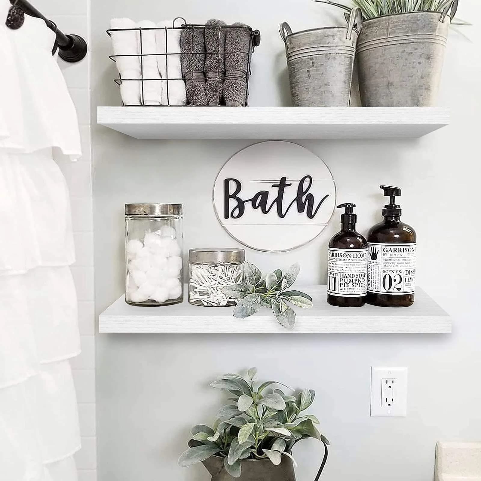 QEEIG White Floating Shelves for Wall 59.94cm (23.6") Long | Set of 2, 1.5" Height, 9.3" Depth - view 2