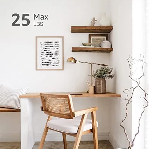 QEEIG Floating Shelves for Wall 60cm (23.6") Rustic Brown Set of 2 | Invisible Bracket Farmhouse Decor thumbnail 4