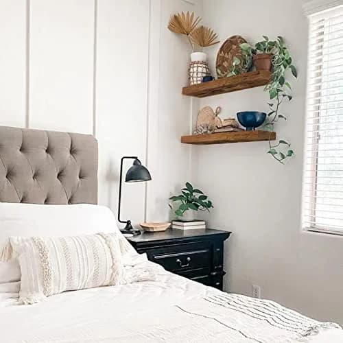 QEEIG Floating Shelves for Wall 60cm (23.6") Rustic Brown Set of 2 | Invisible Bracket Farmhouse Decor thumbnail 7