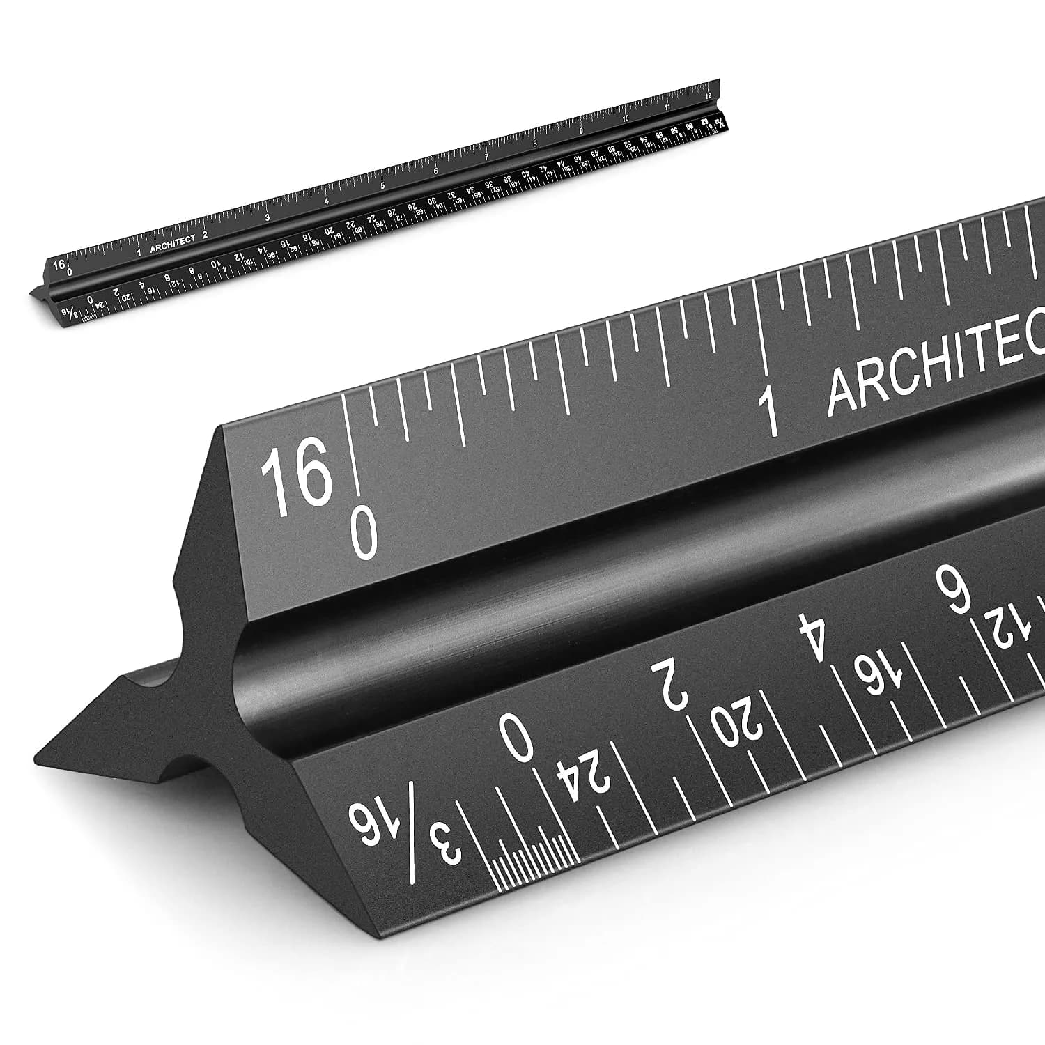 Hutou 12" Architectural Scale Ruler Aluminum Black | Precision Drafting Tool - main product image