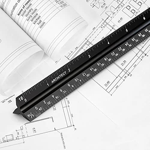 Hutou 12" Architectural Scale Ruler Aluminum Black | Precision Drafting Tool thumbnail 5