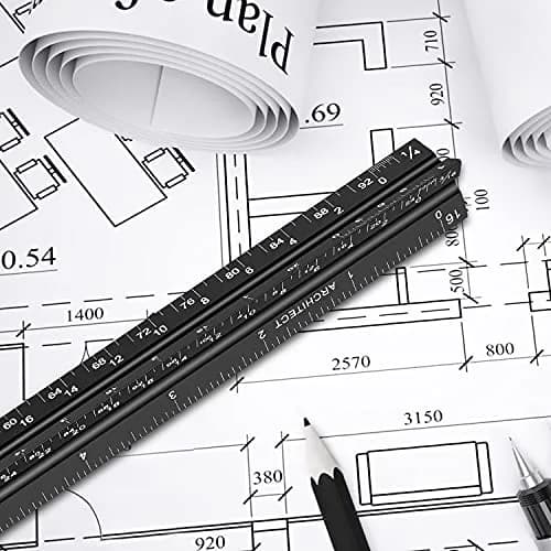 Hutou 12" Architectural Scale Ruler Aluminum Black | Precision Drafting Tool thumbnail 6