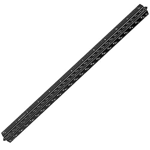 Hutou 12" Architectural Scale Ruler Aluminum Black | Precision Drafting Tool thumbnail 2
