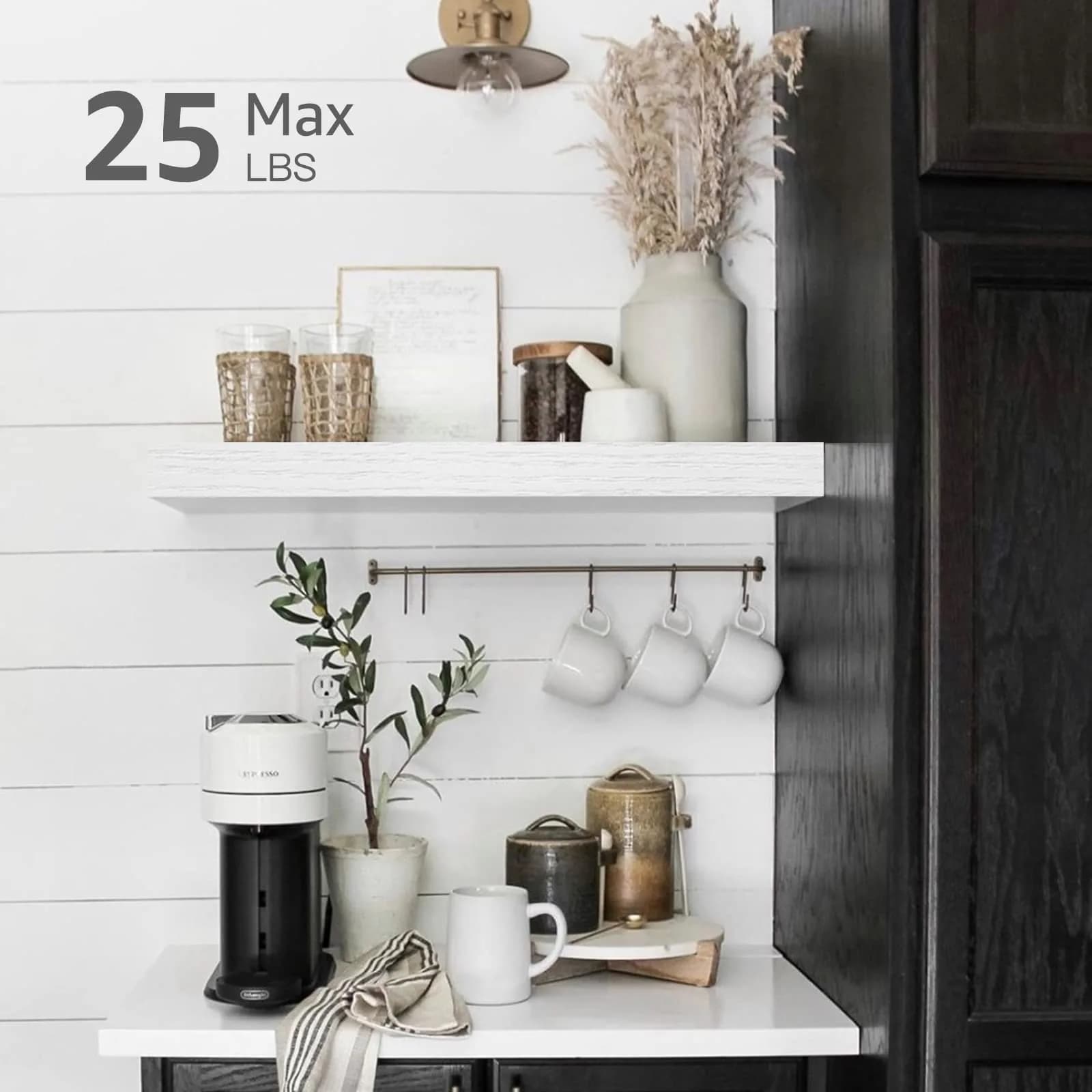 QEEIG White Floating Wall Shelves Set of 2 | 40.4 cm (15.7") x 17 cm (6.7") | Farmhouse Home Decor - view 4