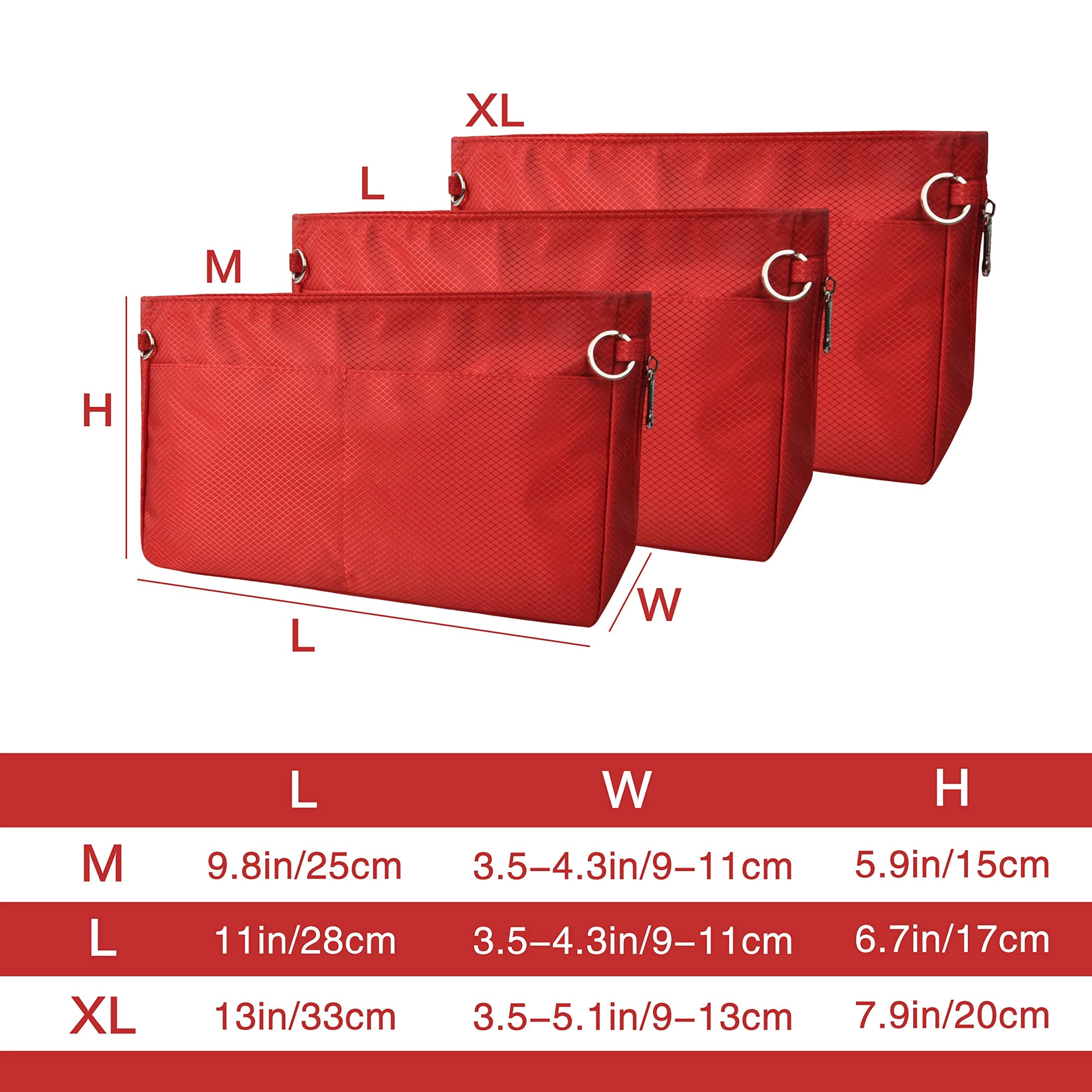 Vercord Expandable Red Nylon Handbag Purse Organizer Insert Liner Shaper Bag - Medium - view 2