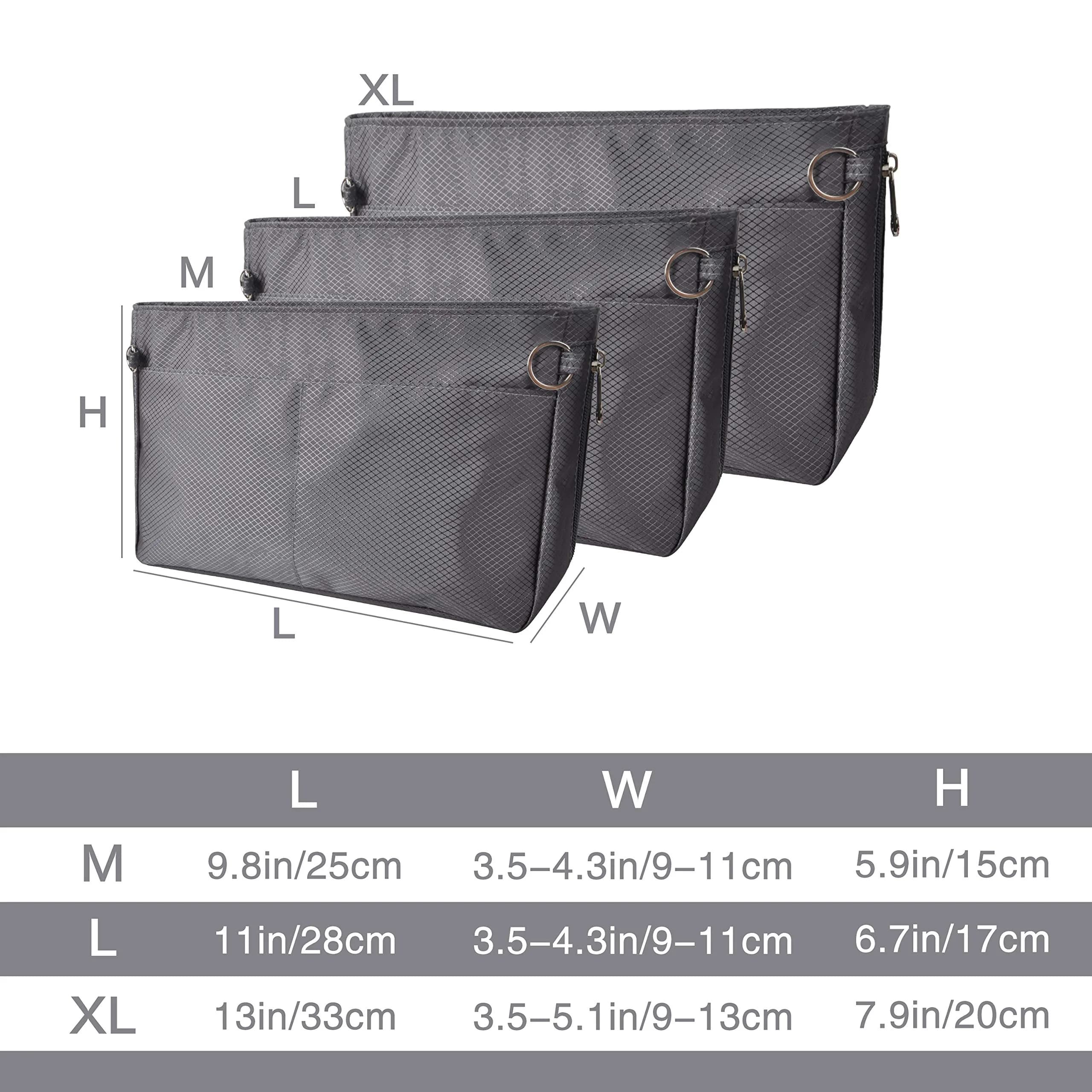 Vercord Expandable X-Large Handbag Purse Organizer Insert Liner Shaper - Dark Grey - view 2
