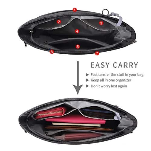 Vercord Expandable X-Large Handbag Purse Organizer Insert Liner Shaper - Dark Grey thumbnail 3
