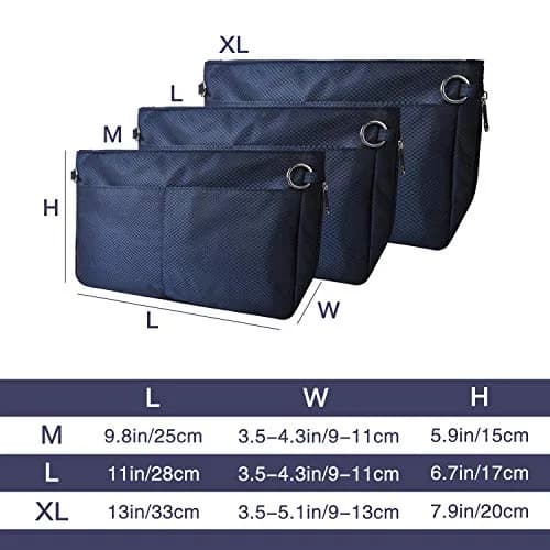 Vercord Expandable Navy X-Large Nylon Handbag Purse Organizer Insert Liner Shaper Bag in Bag thumbnail 2