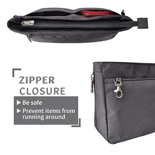 Vercord Expandable Nylon Handbag Purse Organizer Insert Liner Shaper Bag in Bag Dark Grey Medium | Waterproof & Durable Organizer for Totes thumbnail 5