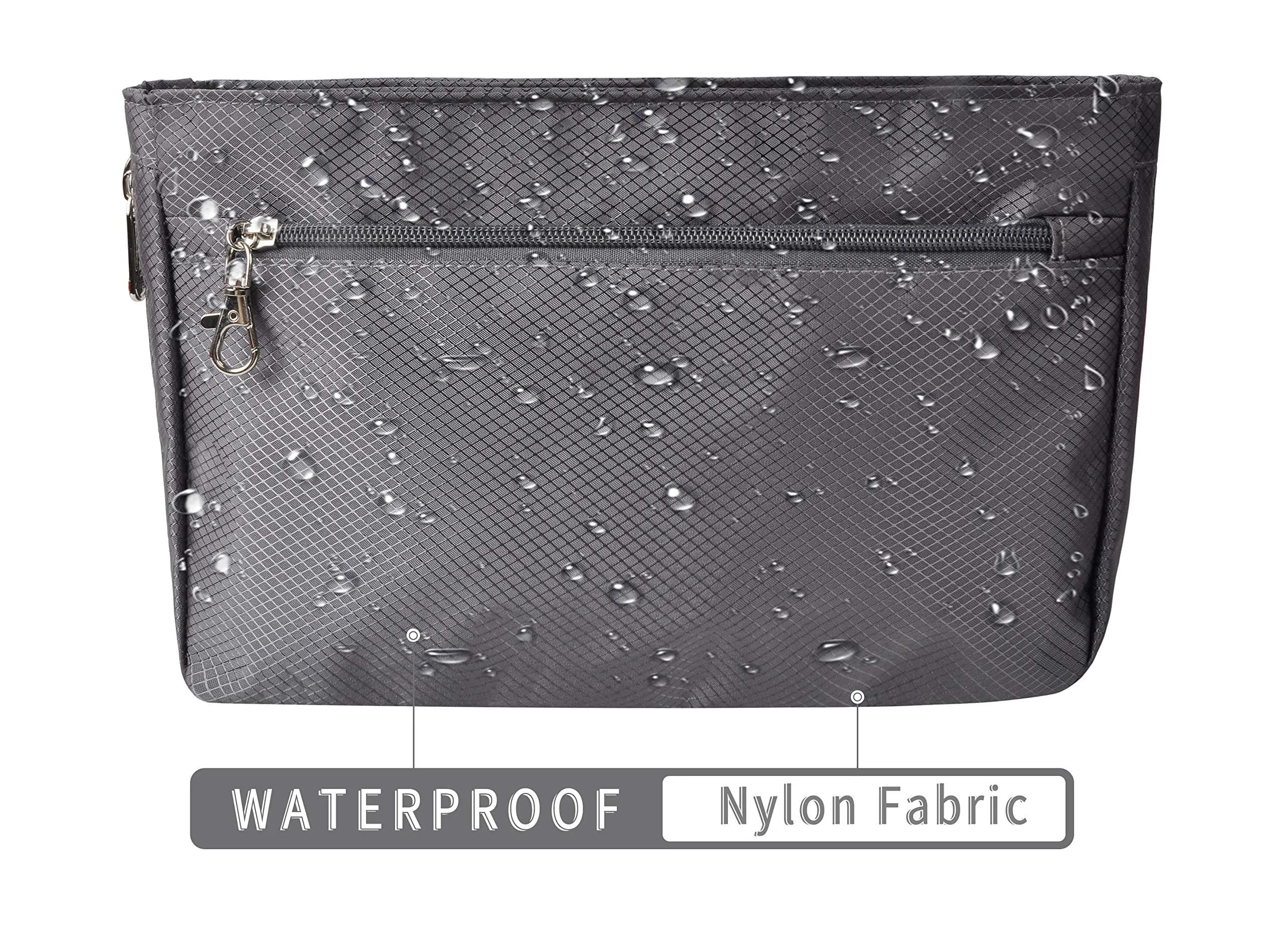 Vercord Expandable Nylon Handbag Purse Organizer Insert Liner Shaper Bag in Bag Dark Grey Medium | Waterproof & Durable Organizer for Totes - view 6